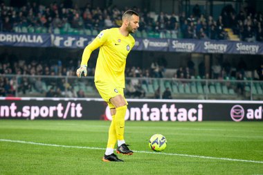 İtalya futbolu Serie A maçı sırasında İtalya 'nın Samir Handanoviç' in portresi, İtalya 'nın Verona kentinde bulunan Marcantonio Bentegodi Stadyumu' nda Hellas Verona FC - FC Internazionale (portreler arşivi) - Fotoğraf: Ettore Griffoni