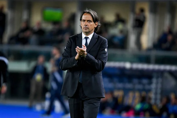 Inter Head Coach Simone Inzaghi Portrét Během Italského Fotbalu Serie — Stock fotografie