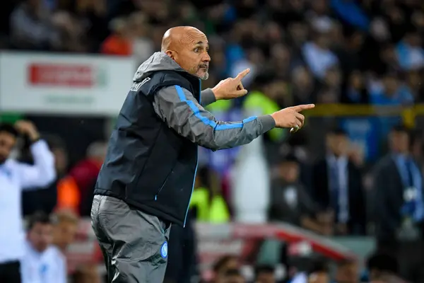 Napolis Cheftrainer Luciano Spalletti Gestikuliert Während Des Italienischen Serie Spiels — Stockfoto
