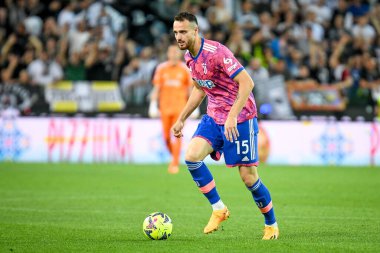 Juventus 'un Federico Gatti portresi İtalyan futbolu Serie A karşılaşması sırasında Udinese Calcio ile Juventus FC (portreler arşivi) Udine, İtalya' da Dacia Arena Stadyumu 'nda, 4 Haziran 2023
