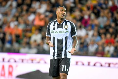 Udinese 'nin Walace Souza Silva portresi Udinese Calcio ve Chelsea FC (portreler arşivi) maçında Udine, İtalya' daki Dacia Arena stadyumunda 29 Temmuz 2022 'de tepki gösterdi.
