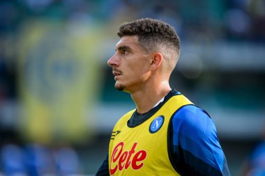Napoli 'nin İtalya futbolu sırasındaki Giovanni Di Lorenzo portresi Serie A maçı sırasında İtalya' nın Verona kentindeki Marcantonio Bentegodi stadyumunda Hellas Verona FC ile SSC Napoli (portreler arşivi) karşılaşması, 15 Ağustos 2022