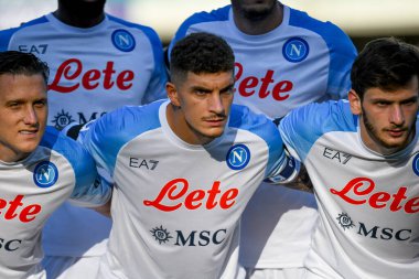 Napoli 'nin İtalya futbolu sırasındaki Giovanni Di Lorenzo portresi Serie A maçı sırasında İtalya' nın Verona kentindeki Marcantonio Bentegodi stadyumunda Hellas Verona FC ile SSC Napoli (portreler arşivi) karşılaşması, 15 Ağustos 2022