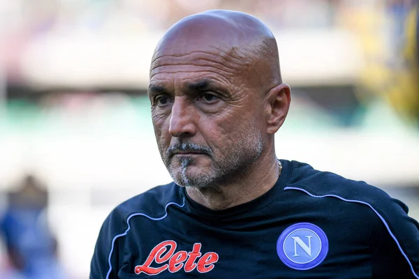 Napolis Cheftrainer Luciano Spalletti Porträt Während Des Italienischen Fußballspiels Hellas — Stockfoto