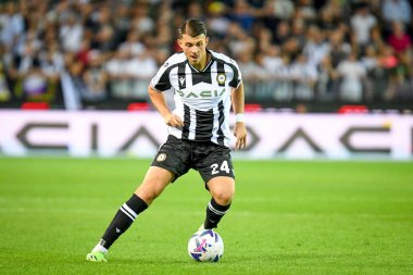 Udinese 'nin Lazar Samarciç portresi İtalyan futbolu Serie A maçında Udinese Calcio, Udine' deki Dacia Arena Stadyumu 'nda AS Roma' ya karşı.