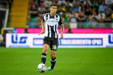 Udinese 'nin Nehuen Perez portresi İtalyan futbolu Serie A maçında Udinese Calcio, Udine, İtalya' daki Dacia Arena Stadyumu 'nda AS Roma' ya karşı.