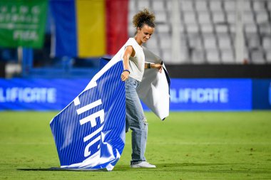 İtalyan Barbara Bonansea, FIFA Dünya Kupası 2023 elemeleri sırasında İtalya 'nın Ferrara, İtalya' daki Paolo Mazza stadyumunda (portreler arşivleri) ön eleme pankartı takıyor - Fotoğraf: Ettore Griffoni