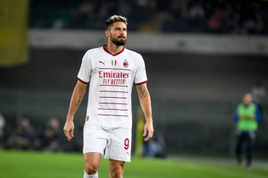 Milan 'ın Olivier Giroud portresi İtalyan futbolu Serie A maçında Hellas Verona FC - AC Milan (portreler arşivi) maçı 16 Ekim 2022' de İtalya 'nın Milano kentinde Marcantonio Bentegodi Stadyumu' nda yapıldı.