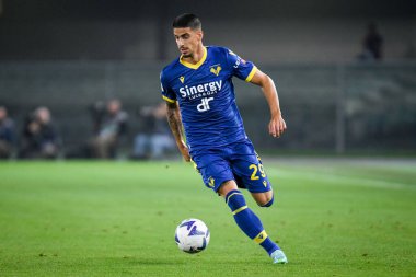 Verona 'nın Fabio Depaoli portresi İtalyan futbolu Serie A maçı sırasında Milano, İtalya' daki Marcantonio Bentegodi Stadyumu 'nda Hellas Verona FC Milan (portreler arşivi) maçında çekildi.