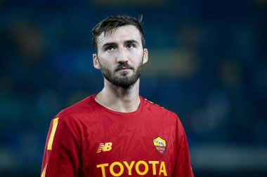 İtalyan futbolu Serie A maçında Roma 'nın Bryan Cristante portresi, 31 Ekim 2022' de İtalya 'nın Verona kentindeki Marcantonio Bentegodi stadyumunda Hellas Verona FC ile AS Roma (portreler) maçında çekildi.
