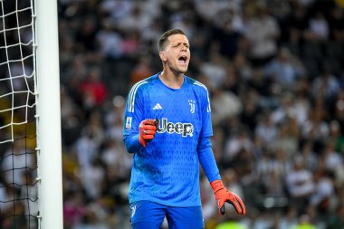 İtalya Futbol Serisi sırasında Juventus 'un Wojciech Szczesny portresi Udinese Calcio' ya karşı Juventus FC maçı Udine, İtalya 'da Dacia Arena Stadyumu' nda 20 Ağustos 2023