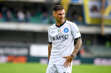İtalyan futbolu Serie A maçında Napoli 'nin Matteo Politano portresi, 21 Ekim 2023' te İtalya 'nın Verona kentinde Marcantonio Bentegodi Stadyumu' nda Hellas Verona FC 'ye karşı SSC Napoli maçı.