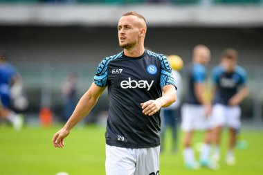 İtalyan futbolu Serie A maçında Napoli 'nin Stanislav Lobotka portresi, 21 Ekim 2023' te İtalya 'nın Verona kentinde bulunan Marcantonio Bentegodi stadyumunda Hellas Verona FC' ye karşı SSC Napoli (portre arşivleri) maçı.