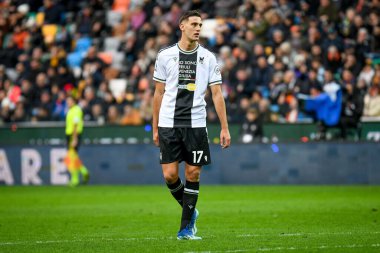 Udinese 'nin Lorenzo Lucca Portresi İtalyan futbol takımı Serie A maçında Udinese Calcio, Friuli-Dacia Arena Stadyumu' nda SS Lazio 'ya karşı, 7 Ocak 2024 - Fotoğraf: Ettore Griffoni