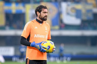 İtalya Serie A maçında Juventus 'un Carlo Pinsoglio portresi Hellas Verona FC' ye karşı Juventus FC (portreler arşivi) maçı Verona, İtalya 'da Marcantonio Bentegodi Stadyumu' nda 17 Şubat 2024