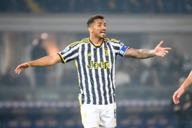 Juventus 'un Luiz Da Silva Danilo portresi, 17 Şubat 2024' te İtalya 'nın Verona kentindeki Marcantonio Bentegodi Stadyumu' nda oynanan Hellas Verona FC - Juventus FC maçında tepki gösterdi.