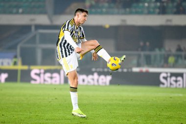 İtalyan Serie A maçında Juventus 'un Andrea Cambiaso portresi Hellas Verona FC' ye karşı Juventus FC (portreler arşivi), İtalya 'nın Verona şehrindeki Marcantonio Bentegodi stadyumunda 17 Şubat 2024 - Fotoğraf: Ettore Griffoni