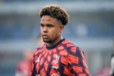İtalya Serie A maçında Juventus 'un Weston McKennie portresi, 17 Şubat 2024' te İtalya 'nın Verona kentinde bulunan Marcantonio Bentegodi Stadyumu' nda Hellas Verona FC 'ye karşı Juventus FC (portreler arşivi) maçında çekildi.