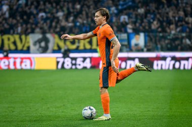 Inter 'in Nicolo Barella portresi İtalyan futbolu Serie A maçı sırasında Udinese Calcio vs Inter - FC Internazionale at the Friuli - Dacia Arena stadyumu, Udine, İtalya, 08 Nisan 2024 - Fotoğraf: Ettore Griffoni