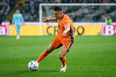 Inter 'in Alexis Sanchez portresi İtalyan futbolu serisi A maçında Udinese Calcio vs Inter - FC Internazionale at the Friuli - Dacia Arena stadyumu, Udine, İtalya, 08 Nisan 2024 - Fotoğraf: Ettore Griffoni