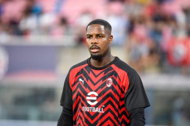 Milan 'ın Mike Maignan portresi İtalya' nın Bologna kentinde 21 Ağustos 2023 'te oynanan Renato Dall' Ara stadyumunda oynanan Bologna FC maçında çekildi.