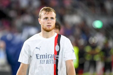 Milan 'ın Tommaso Pobega portresi İtalyan futbolu Serie A maçı sırasında Bologna FC - AC Milan (portreler arşivi) maçı 21 Ağustos 2023' te İtalya 'nın Bologna kentindeki Renato Dall' Ara stadyumunda yapıldı.