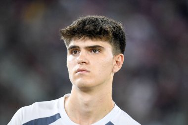 İtalyan Serie A maçında Milan 'ın Davide Bartesaghi portresi Bologna FC - AC Milan (portreler arşivi) maçı 21 Ağustos 2023' te İtalya 'nın Bologna kentindeki Renato Dall' Ara stadyumunda yapıldı.