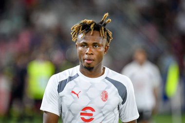 Milan 'ın Samuel Chukwueze portresi İtalyan futbolu Serie A maçında Bologna FC - AC Milan (portreler arşivi) maçı 21 Ağustos 2023' te İtalya 'nın Bologna kentindeki Renato Dall' Ara stadyumunda yapıldı.
