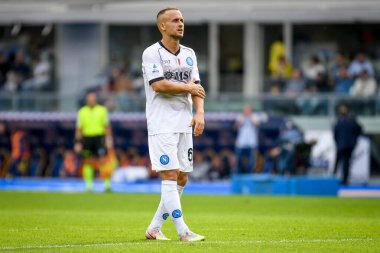 İtalyan futbolu Serie A maçında Napoli 'nin Stanislav Lobotka portresi, 21 Ekim 2023' te İtalya 'nın Verona kentinde bulunan Marcantonio Bentegodi stadyumunda Hellas Verona FC' ye karşı SSC Napoli (portreler arşivi) maçı.