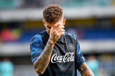 Napoli 'nin Giovanni Di Lorenzo portresi İtalyan futbolu Serie A maçında Hellas Verona FC ile SSC Napoli arasında Verona, İtalya' daki Marcantonio Bentegodi Stadyumu 'nda 18 Ağustos 2024 - Fotoğraf: Ettore Griffoni