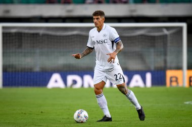 Napoli 'nin Giovanni Di Lorenzo portresi İtalyan futbolu Serie A maçında Hellas Verona FC ile SSC Napoli arasında Verona, İtalya' daki Marcantonio Bentegodi Stadyumu 'nda 18 Ağustos 2024 - Fotoğraf: Ettore Griffoni