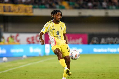 Juventus 'un Samuel Mbangula portresi İtalyan futbolu Serie A karşılaşmasında Hellas Verona FC' ye karşı Juventus FC (portreler arşivi) Verona, İtalya 'daki Marcantonio Bentegodi stadyumunda 26 Ağustos 2024 - Fotoğraf: Ettore Griffoni
