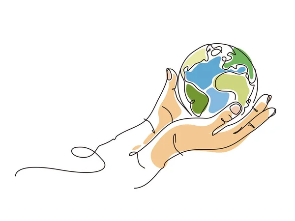Sketch Образ Жизни Hands Держать Землю Показать Концепцию Эко Векторной — стоковый вектор