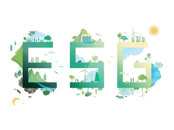 Экологическое Социальное Управленческое Векторное Изображение Eps Показывает Зеленый Экологический Костюм — стоковый вектор