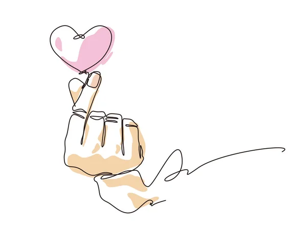 Sketch Lifestyle A031_Finger Heart Sign Shows Love People Vector Illustration — Stock Vector