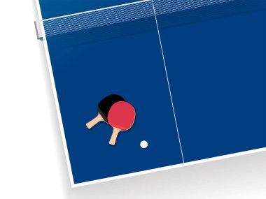 Günlük _ A003 _ Masa tenisi raketi ve tablo yatay görüntüsü tablo tenis vektörü illüstrasyon grafiği EPS 10