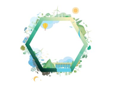 ESG and ECO friendly community A027 hexagon with green environmental shows the Infinite possibilities for environment vector illustration graphic EPS 10 clipart