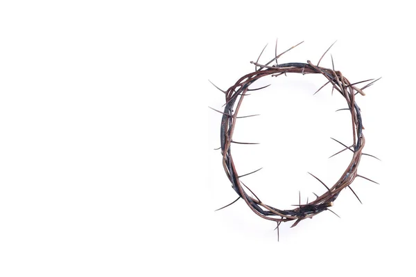 Christelijke Pasen Concept Kroon Van Doornen Geïsoleerd Witte Achtergrond Goede — Stockfoto