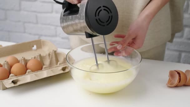 Woman Mixing Dough Making Apple Pie — Stockvideo