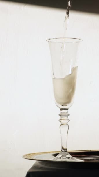 Champagner Glas Isoliert Auf Weißem Hintergrund — Stockvideo