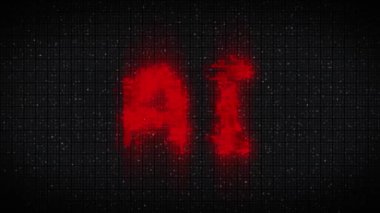 Word AI acronym for Artificial Intelligence with a heavy distortion glitch