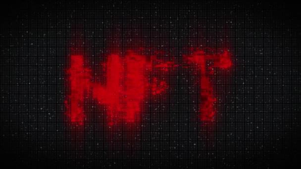 Nft Non Fungible Tokens Concept Glitch Background — Vídeo de Stock