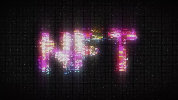 Nft Non Fungible Tokens Concept Glitch Background — ストック動画