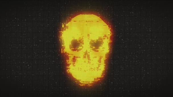 Human Skull Digital Old Screen Glitch Noise Pixel Interference Animation — Stok video