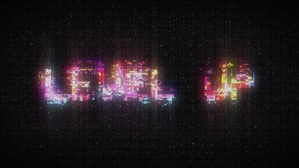 Level Glitch Text Retro Background Effect Level Game — Stock video