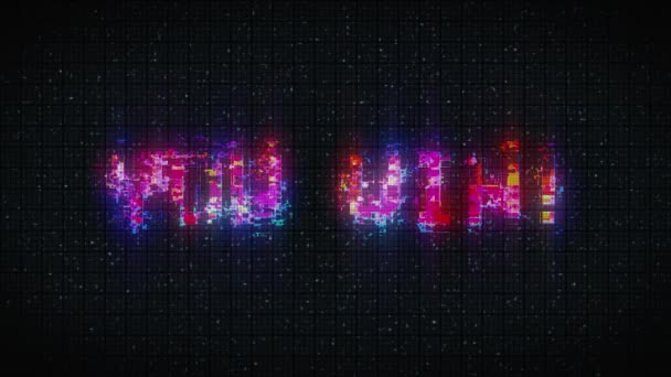 You Win Text Glitch Effects Concept Video Games Screen — Stock video