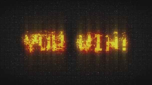 You Win Text Glitch Effects Concept Video Games Screen — ストック動画