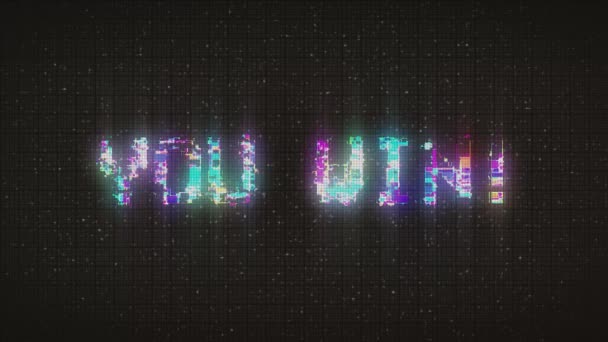 You Win Text Glitch Effects Concept Video Games Screen — Vídeos de Stock