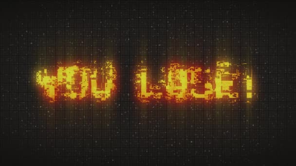 You Lose Text Glitch Background Concept Video Games Screen — Vídeo de stock