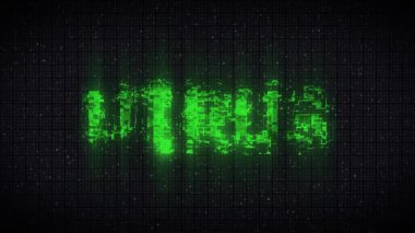 VIRUS Glitch Text Animation,  old tv vhs glitch